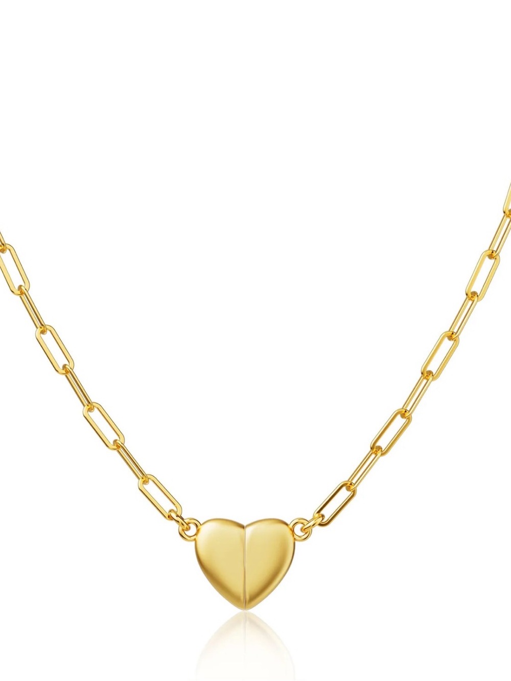 GOLD PLATED HEART SHAPE PENDANT MAGNETIC NECKLACE